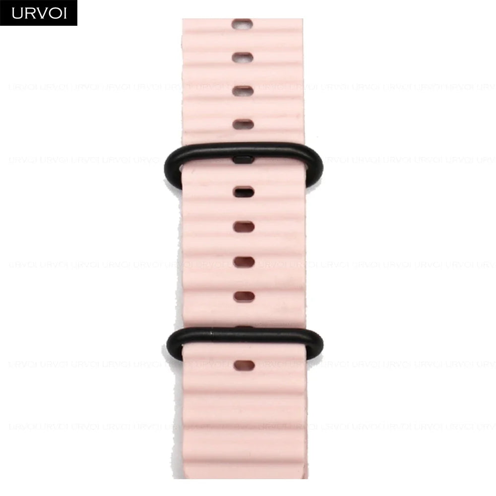 URVOI Ocean Band for Apple Watch Ultra 4 3 2 Strap Series 12 11 10 SE Sport Band for iWatch Silicone Wristband Black Buckle 49mm