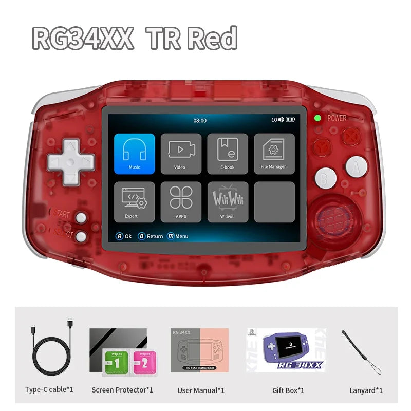 ANBERNIC RG34XX Retro Handheld Game Console 3.4" IPS Screen Linux 64-bit Video Gaming Player Support WiFi Bluetooth HD TV Output