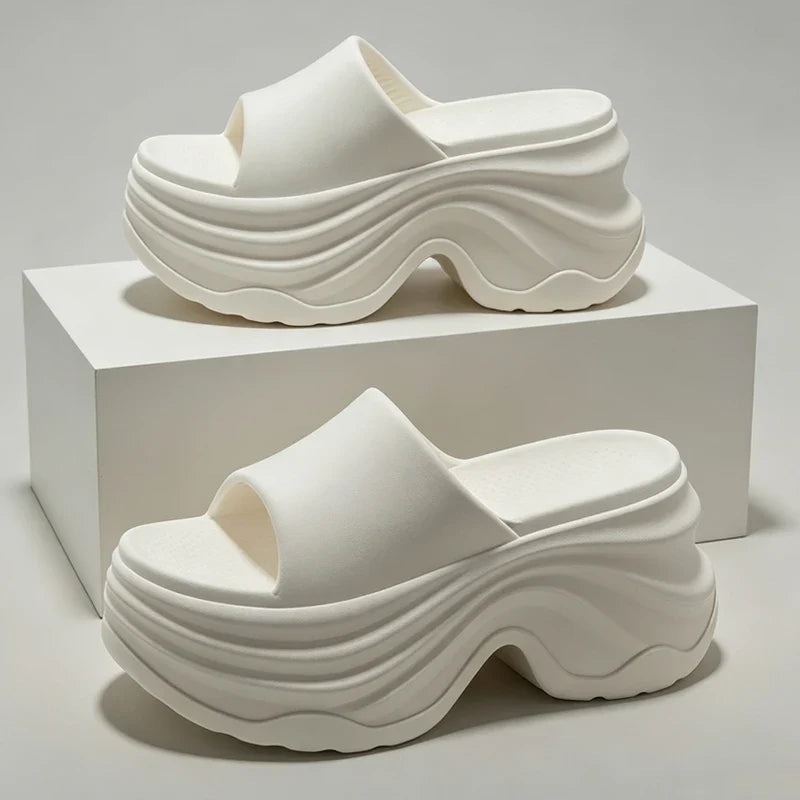 Women's outer wear height-increasing thick-soled EVA anti-slip sandals fashionable women's high-heeled slippers
