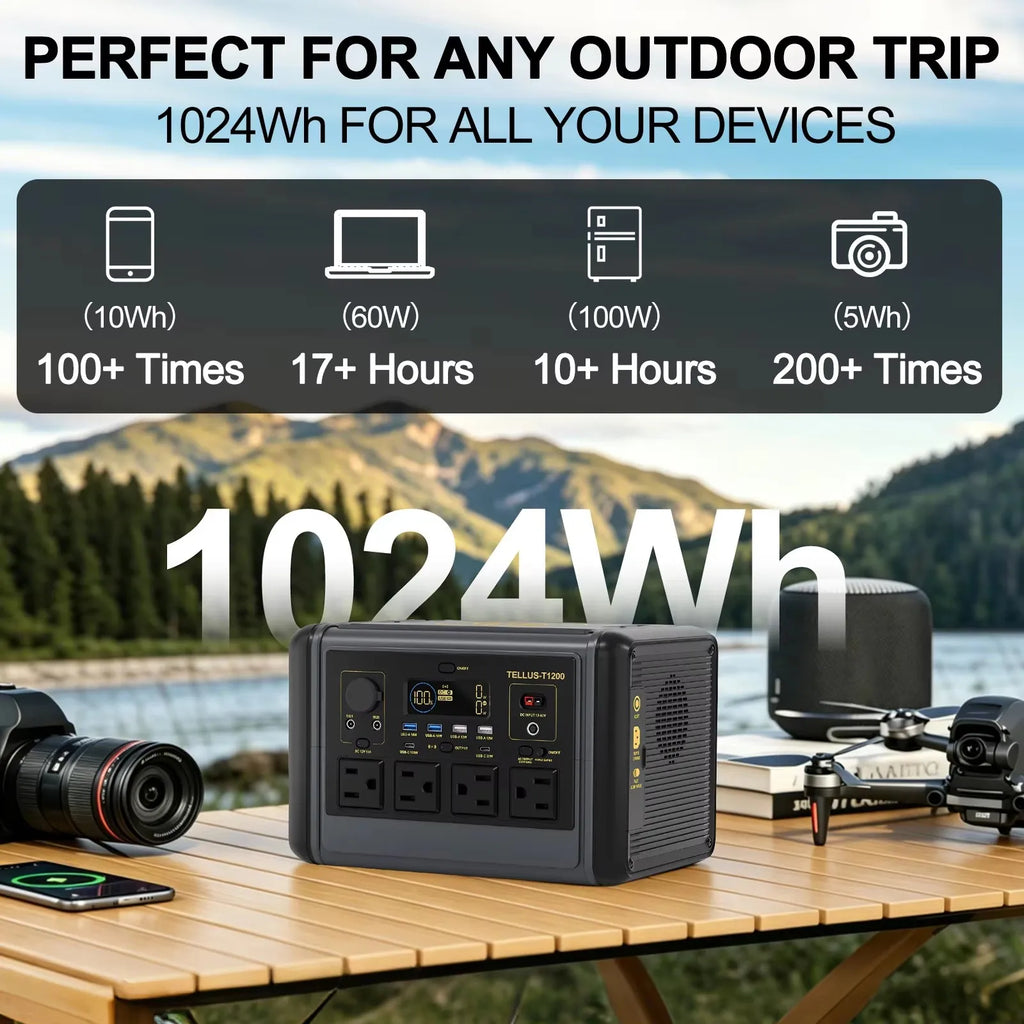 GSIKE 1200W PRO Power Station Portable Power Station 1024Wh Solar Generator LiFePO4 1200W Peak Power Powerstation Emergency Backup Battery