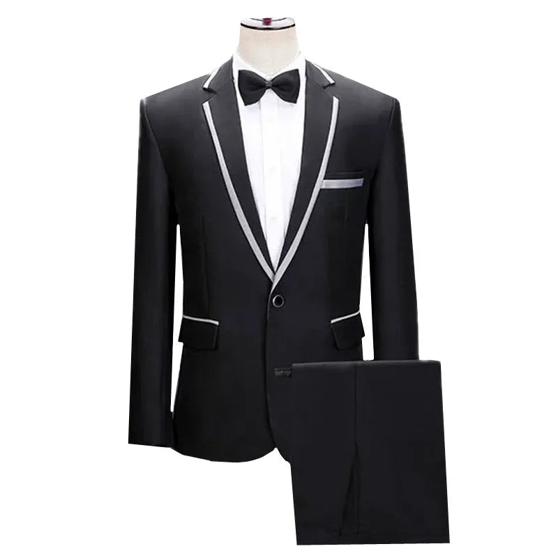 (jacket+pants) Men Fashion Wedding Banquet Party Flower