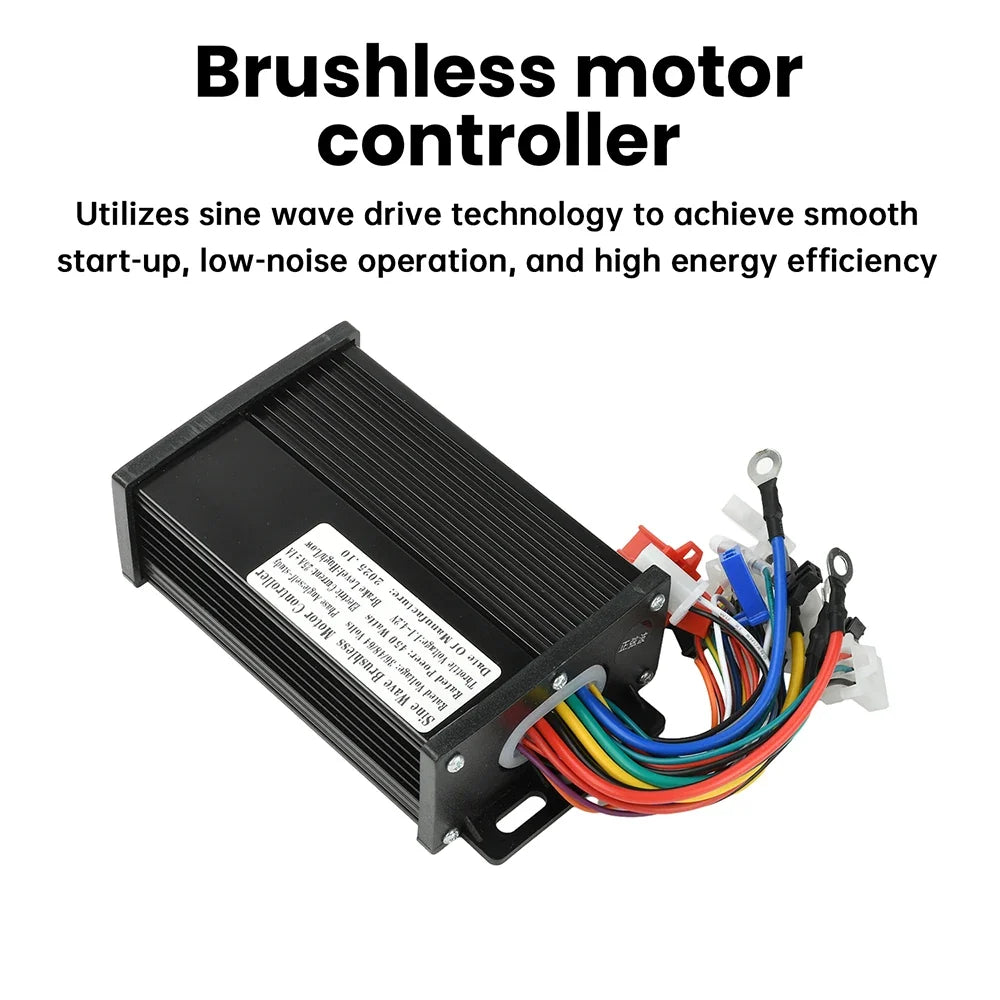 36V 48V 64V 450W 22-25A Electric Scooter E-Bike Sine Wave Brushless Motor Controller Triple-Mode Silent HY3208 MOS Transistor