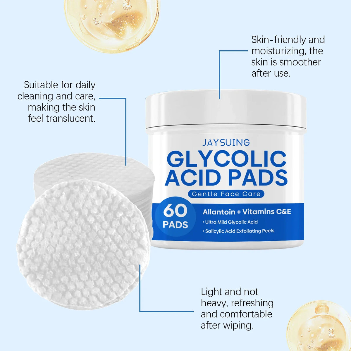 Exfoliating Cleansing Pads Remove Dirt Oil Nourishe Brighten Smooth Face Reduce Skin Irritation Redness Facial Glycolic Acid Pad