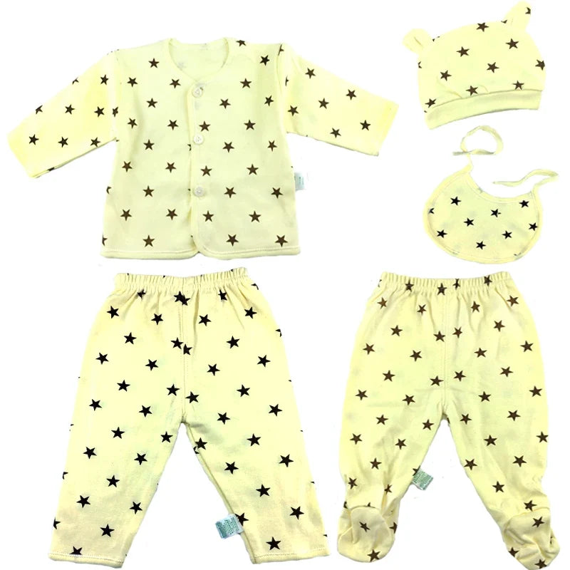 5 Pcs/set Newborn Baby 0-3 Month Clothing Set Babies T-Shirt Pants Hat Boy Girl Clothes Cotton Set