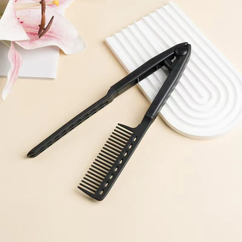 V Type Hair Straightener Brush DIY Hairdress Tool Hairdressing Combs Natural Hair Styling Curling Comb Hair For Male And Female