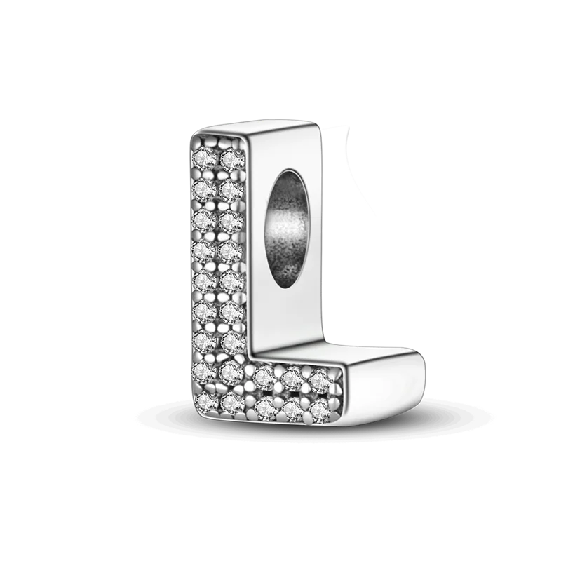 Fit Original Bangle Bracelet DIY A-Z Alphabet Charms Bead 925 Sterling Silver CZ Zircon LOVE Letter Dangle Pendant Jewelry Gift