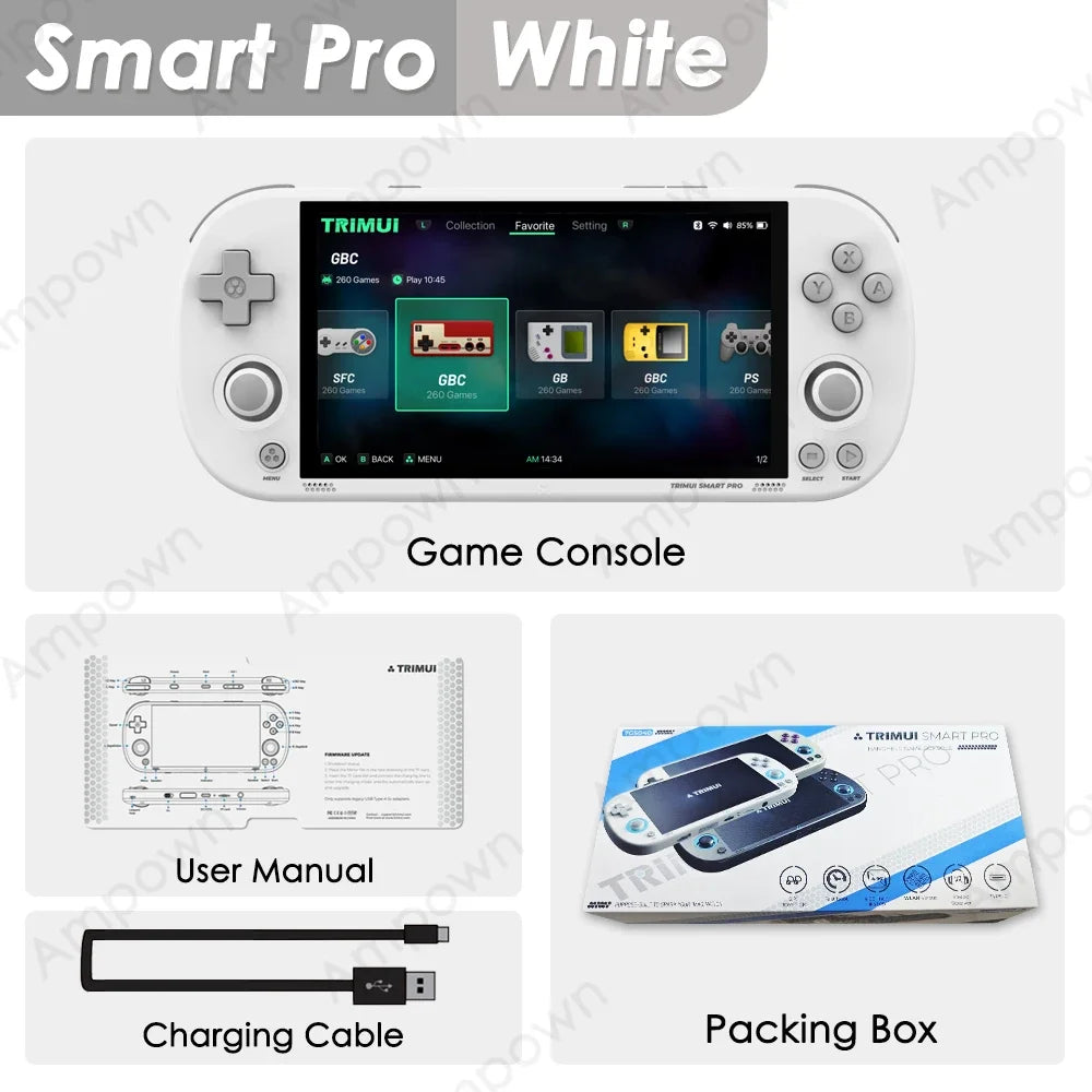 Trimui Smart Pro Handheld Game Console 4.96'' IPS Screen Linux System Joystick RGB Lighting Trimui Retro Video Game Console Gift