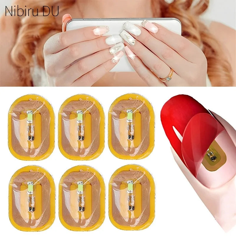 5/1pcs NFC Nail Stickers LED Light Source Nail Art Tips Lighting for Mobile Phone Nail Lamp Glow in The Dark Manicure Decor