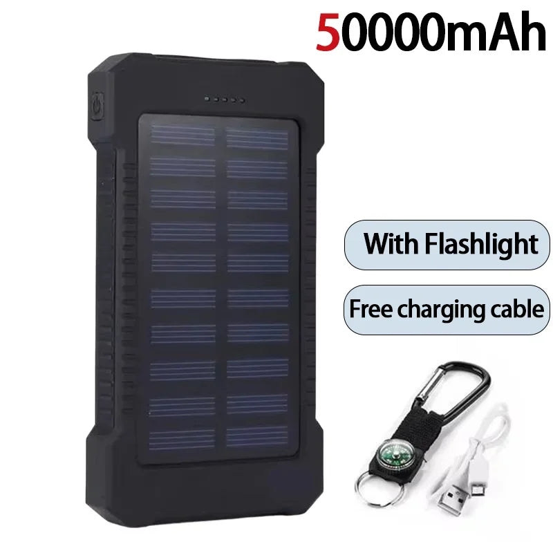 Lenovo CCC 500000mAh Large Capacity Solar Power Bank Super Fast Charging Portable External Battery For iPhone Outdoor Emergency