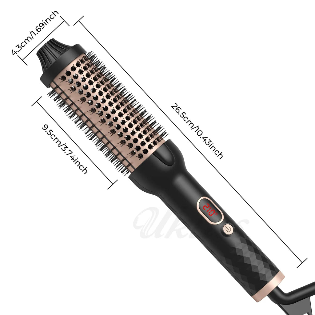 Hair Curler Thermal Brush Heating Curling Iron Brush Heated Round Brush 1.5 Inch Volumizing Brush Ceramic Hair Straightener Comb
