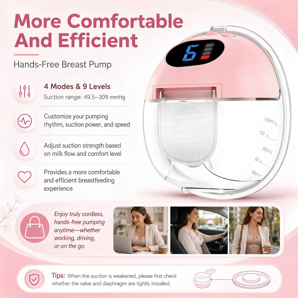Wearable Breast Pump Hands Free Electric Portable Wearable Breast Pumps Slient BPA-free Breastfeeding Milk Collector
