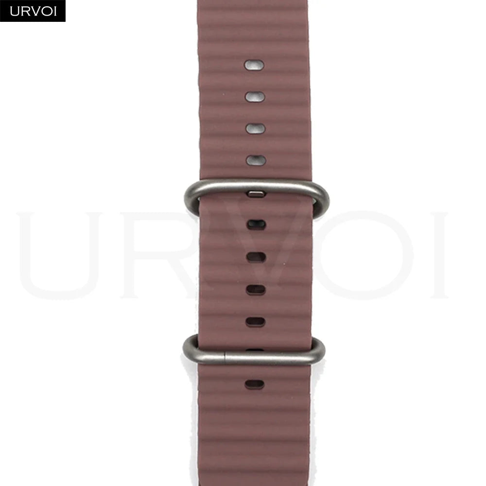 URVOI Ocean Band for Apple Watch Ultra 4 3 2 Strap Series 12 11 10 SE Sport Band for iWatch Silicone Wristband Black Buckle 49mm