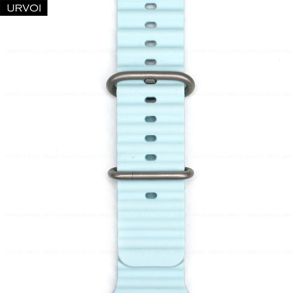 URVOI Ocean Band for Apple Watch Ultra 4 3 2 Strap Series 12 11 10 SE Sport Band for iWatch Silicone Wristband Black Buckle 49mm