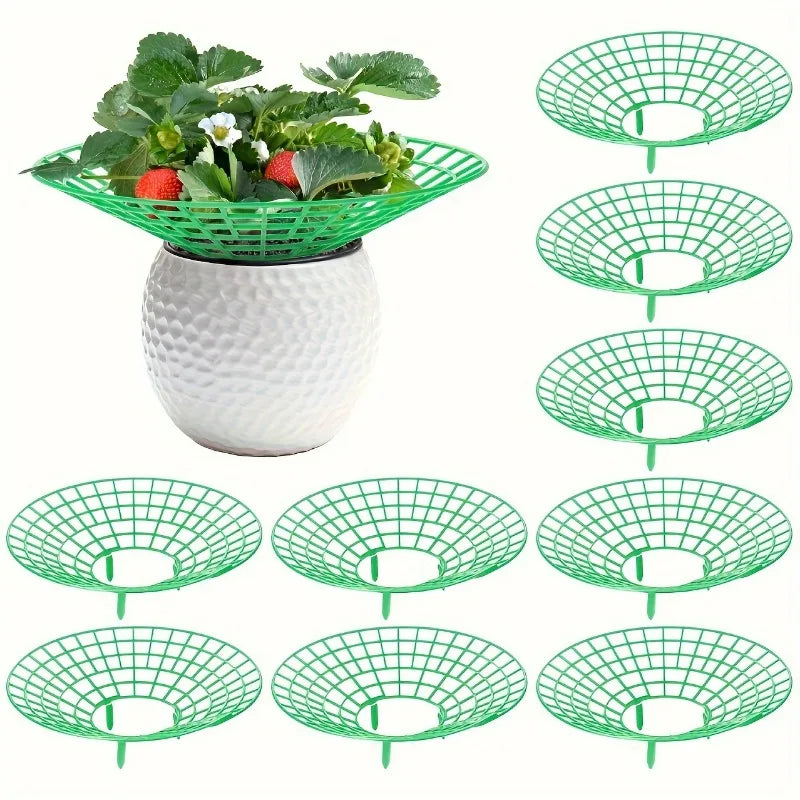 6/12pcs Green PVC Strawberry Support Cage for Vegetable Garden - 3-Legged Plant Protector, and Rot, Easy Assembly