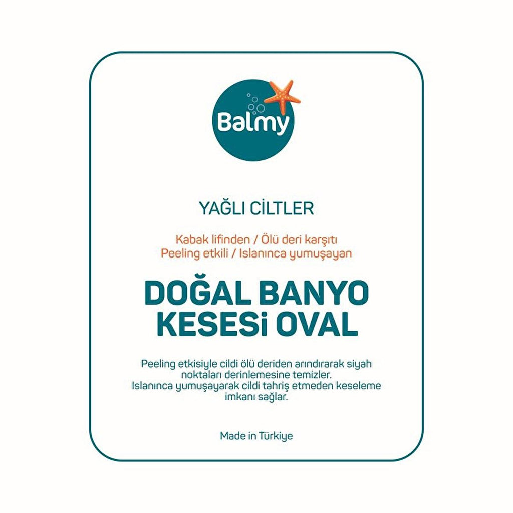 Balmy Kabak Natural Exfoliating Bath Mitt for Oily Skin - Dual-Sided, 100% Pumpkin Fiber