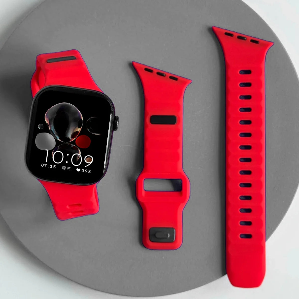Silicone Sport Band for Apple Watch Ultra 3/2 49mm 42 44 38 40 41mm Two Tone Adjustable Strap for Iwatch S11 10 9 8 7 6 SE3 Belt