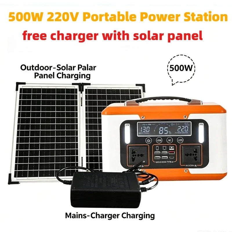 New High Power 600W 500W Portable Power Station 220V 55Ah/40Ah Solar Outdoor Mobile Power Supply Home Emergency Energy Storage