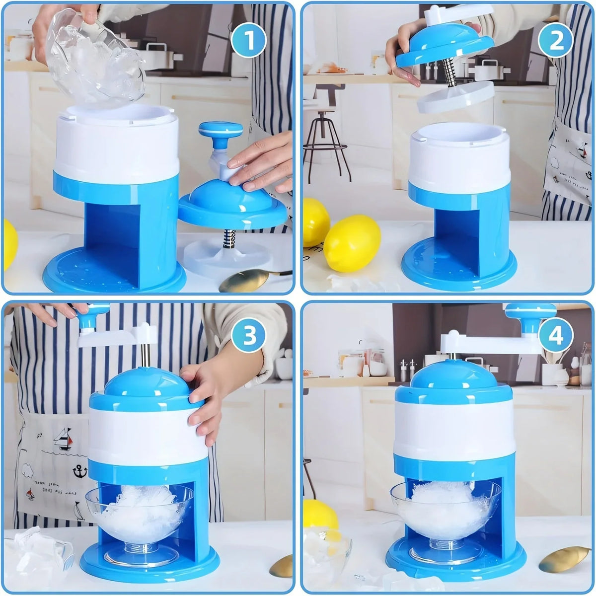 Hand Crank Ice Shaver Machine - Snow Cone Crusher & Slushy Maker with Durable ABS Construction for Summer Parties And Home Use