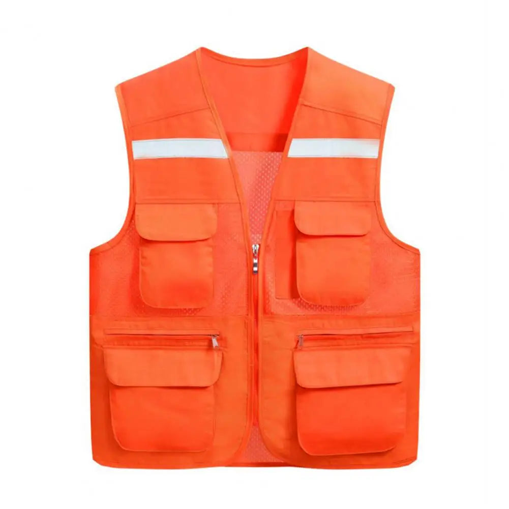 Stylish Vest Coat Breathable Cargo Vest Mesh Stitching Reflective Night Safety Waistcoat  Safe