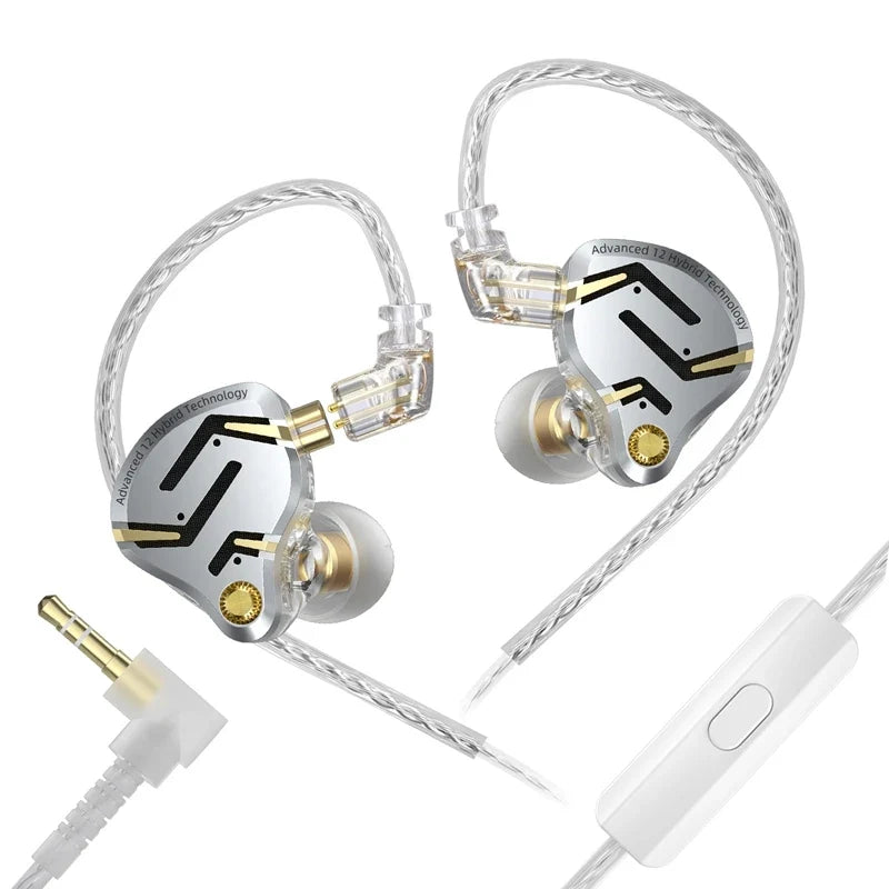 KZ ZS12 Pro 2 Flagship-Grade HiFi IEM Earphones Ultra-Linear 1DD+5BA Hybrid Driver Clarity Sound Wired Headphones Detachable Cable Ergonomic Gaming Earbuds