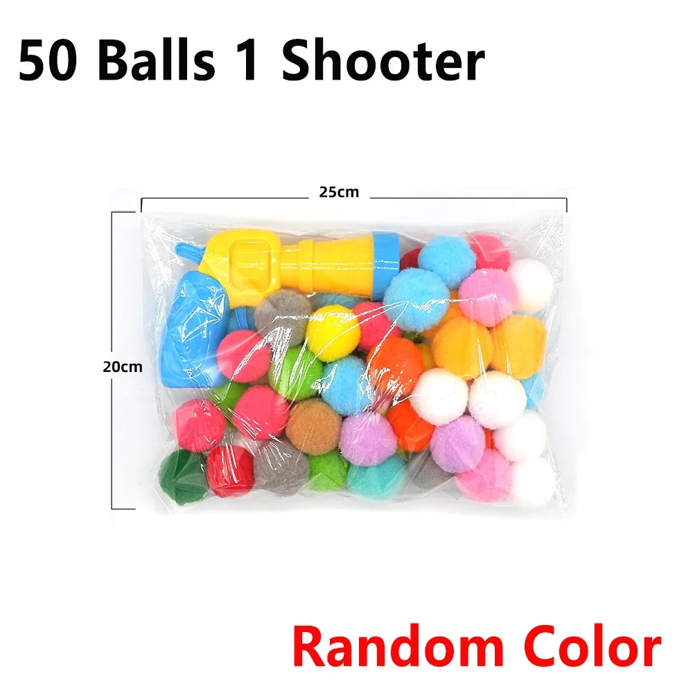 10-100pcs Cat Plush Ball Shooting Gun Funny Cat Toys Interactive Launch Training Toy For Pet Kitten Creative Mini Shooting Games