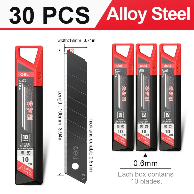 Heavy Duty 18mm Utility Knife Blades, 0.6mm Thick 60° Angle Alloy Steel, for Flooring, Packaging & Industrial Materials Cutting