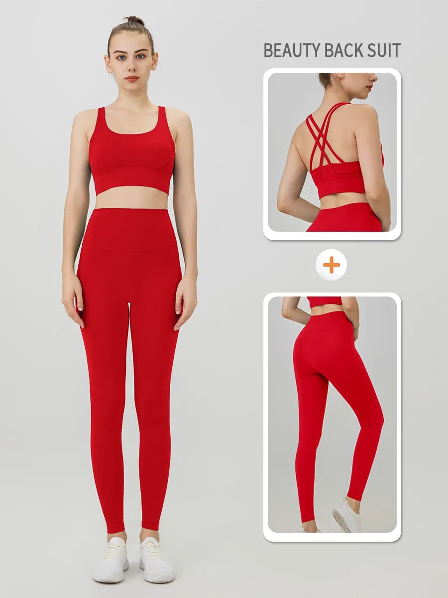 2 Piece Yoga Clothes Women's Tracksuit Athletic Wear Pilates Fitness Suit Gym Workout Push Up Clothes Sports Bra Leggings Suit