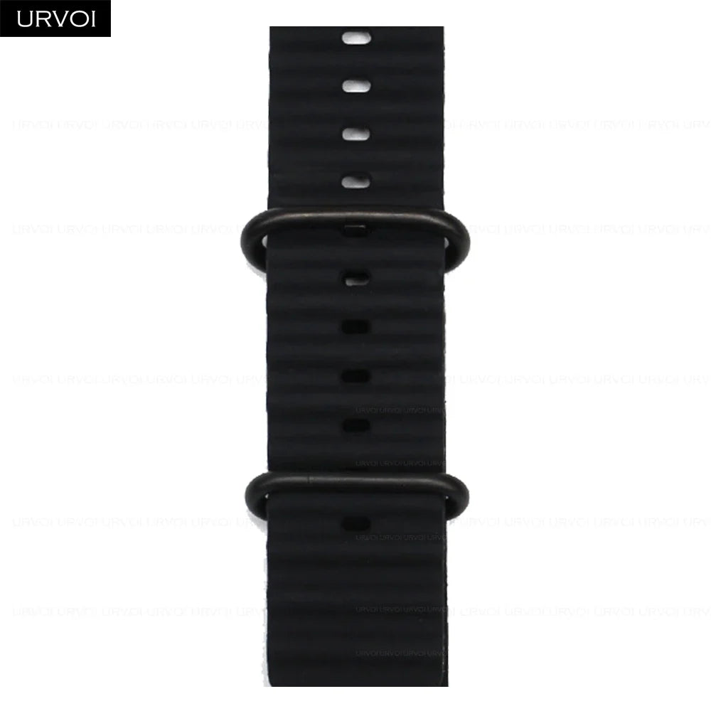 URVOI Ocean Band for Apple Watch Ultra 4 3 2 Strap Series 12 11 10 SE Sport Band for iWatch Silicone Wristband Black Buckle 49mm