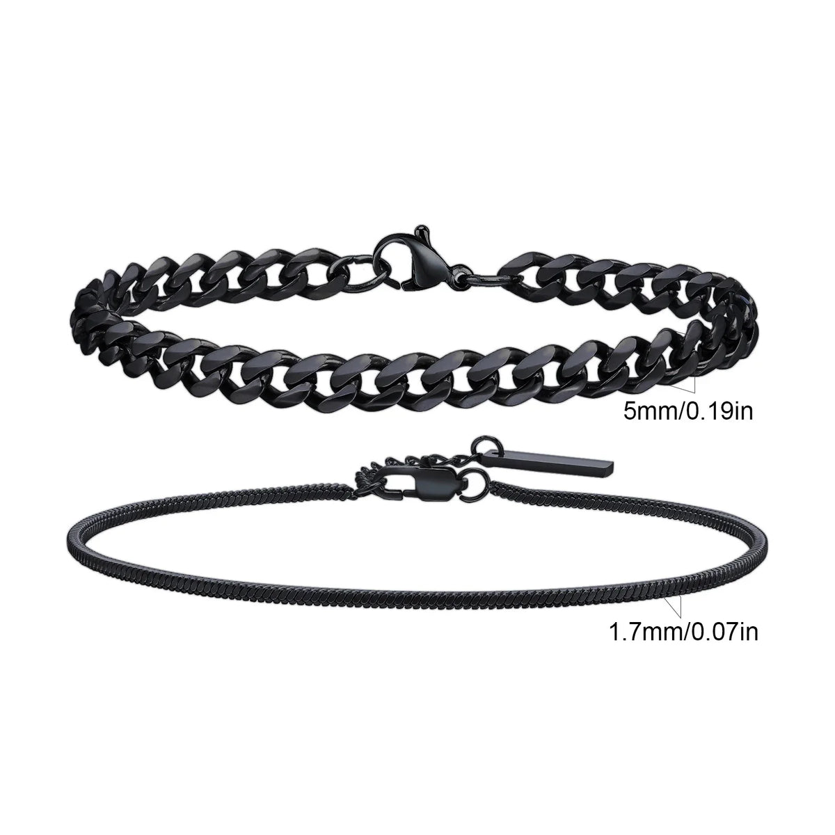 2pcs Men's Chain Bracelets,Stainless Steel Silver Gold Black Color Twist Rope Chain Wristband,Trendy Cuban Link Chains Gift