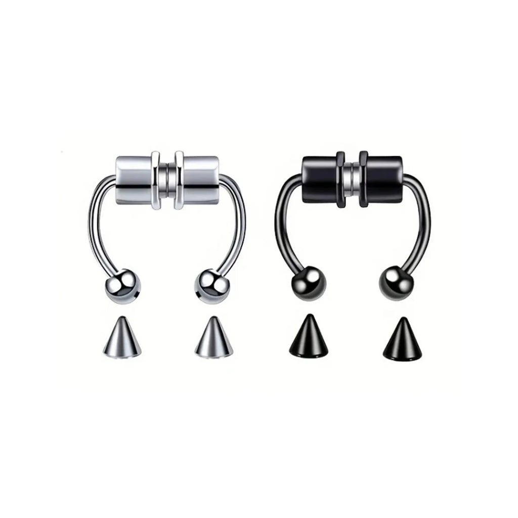 1/2/3/4/5Pcs Fake Magnetic Stainless Steel Nose Rings,Non Piercing Septum Rings Magnetic Nose Ring Clip On Nose Rings Jewelry