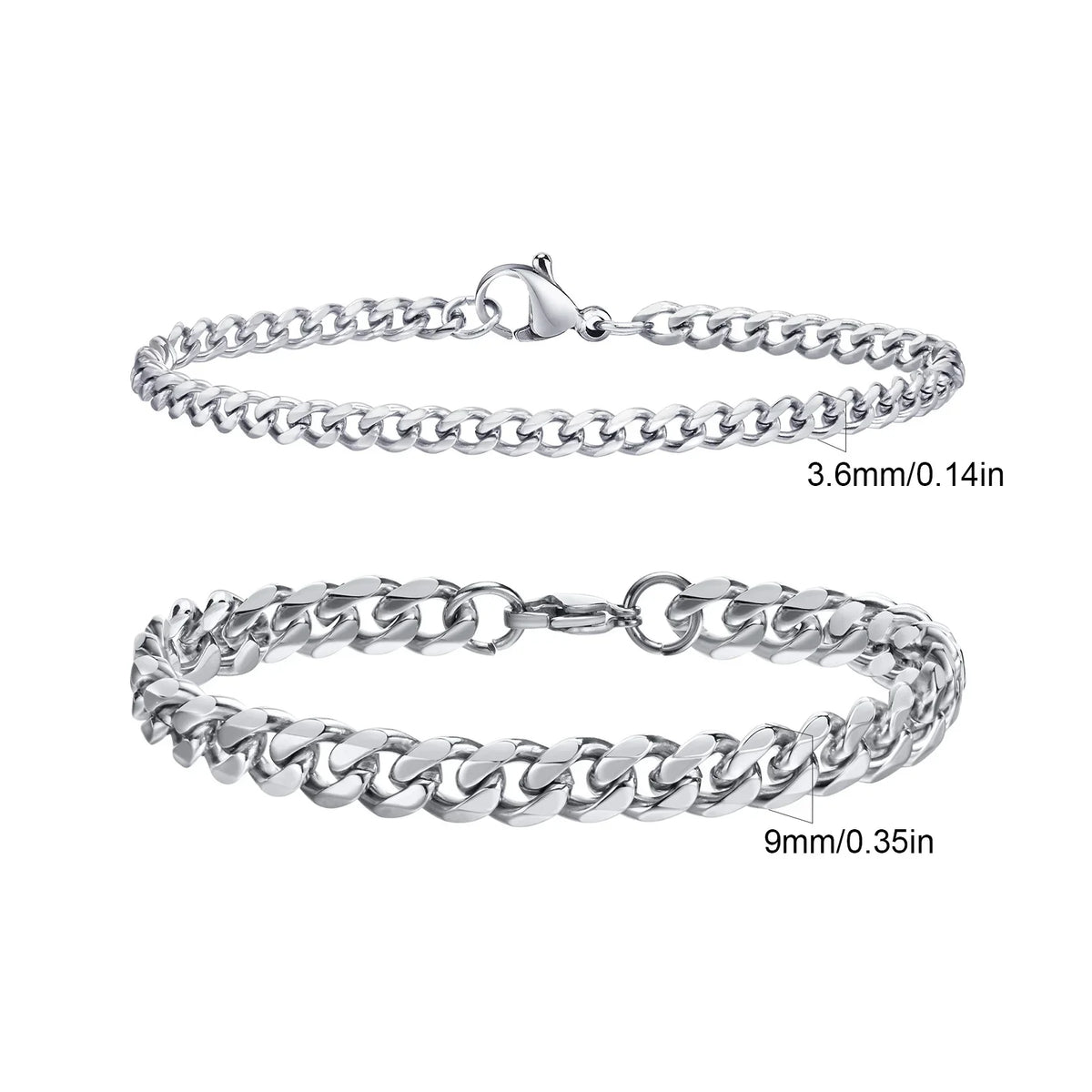 2pcs Men's Chain Bracelets,Stainless Steel Silver Gold Black Color Twist Rope Chain Wristband,Trendy Cuban Link Chains Gift