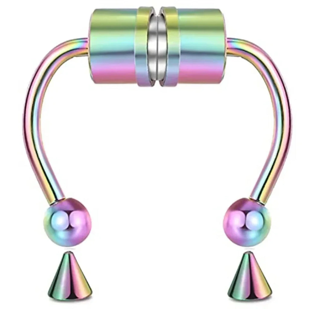 1/2/3/4/5Pcs Fake Magnetic Stainless Steel Nose Rings,Non Piercing Septum Rings Magnetic Nose Ring Clip On Nose Rings Jewelry