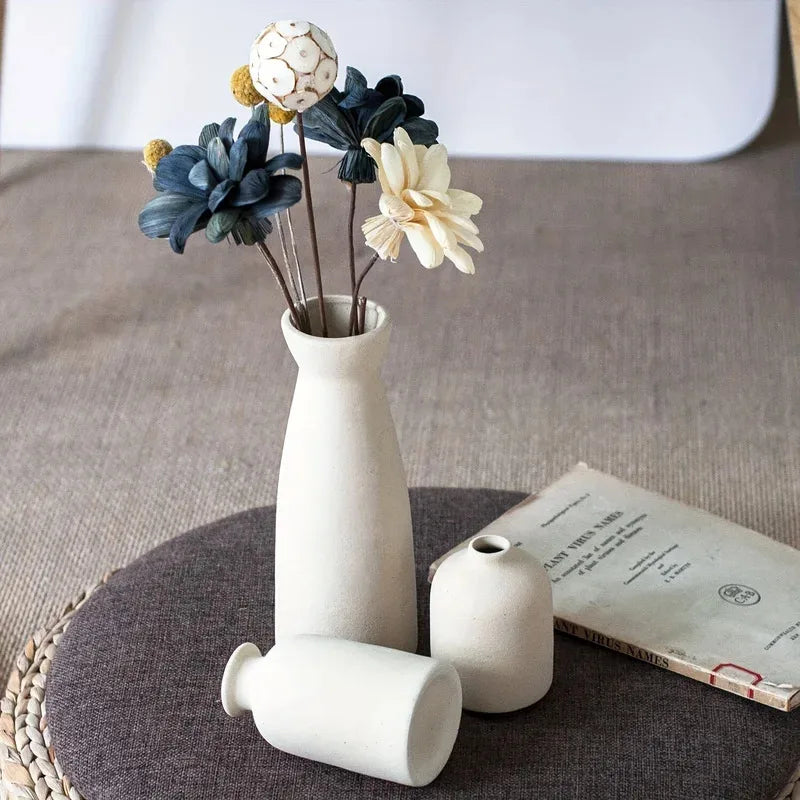 Set of 3 Ceramic Vases for Country Home Decor, Modern Farmhouse Decor, Living Room Decor, Bookshelf Decor, Table Decor Vases