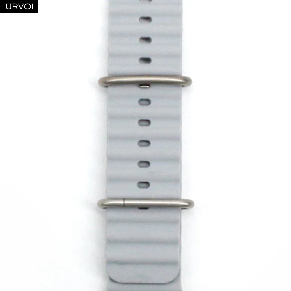URVOI Ocean Band for Apple Watch Ultra 4 3 2 Strap Series 12 11 10 SE Sport Band for iWatch Silicone Wristband Black Buckle 49mm