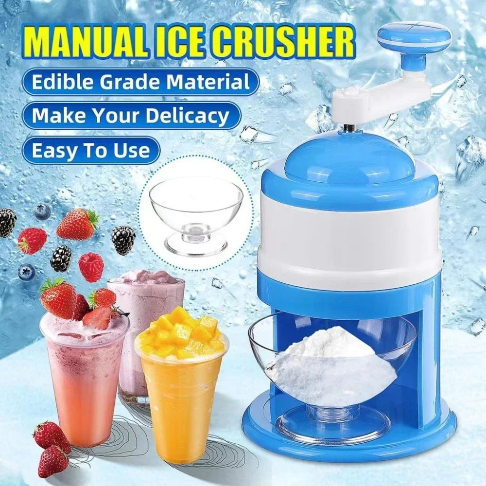 Ice Shaver Snow Cone Hand Crank Ice Crusher Portable Ice Machine with Shaved Ice Bowl Cone Maker for Home Office Outdoor Camping