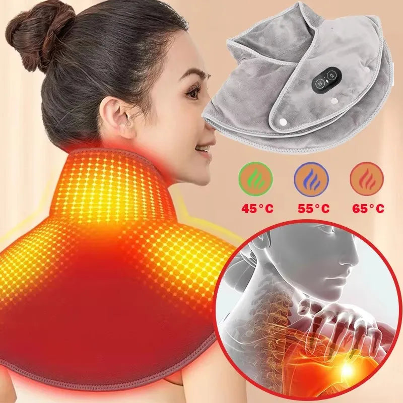 Electric Heating Shoulder Neck Pad Massager Three Gear Hot Compress Cervical Shawl Warmer for Heated Scarf Best Back Relax Brace