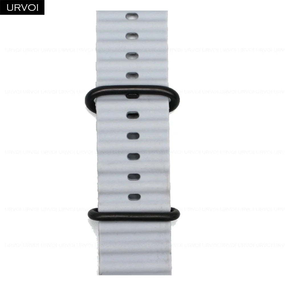URVOI Ocean Band for Apple Watch Ultra 4 3 2 Strap Series 12 11 10 SE Sport Band for iWatch Silicone Wristband Black Buckle 49mm