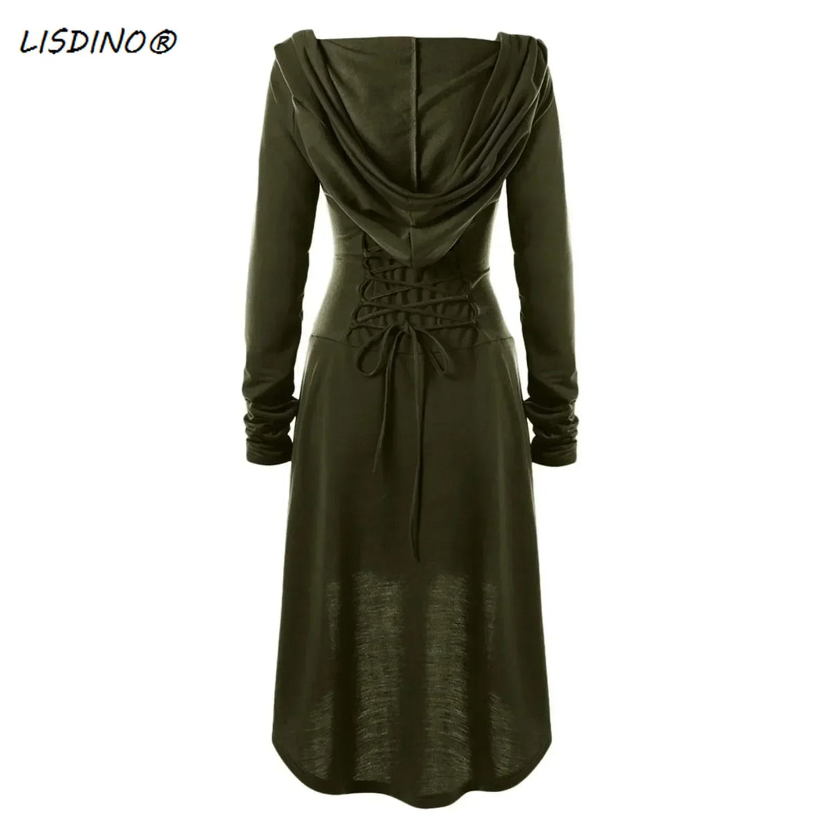 Medieval Cosplay Renaissance Archer Costumes Hooded Robe Lace Up Pullover Long Hoodie Dress Cloak Halloween Party
