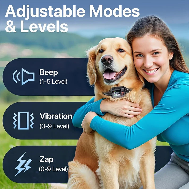 2025 Upgrade Pet GPS Wireless Electronic Fence Dog Fence and Barking Stopper Dog Trainer Training Electric Shock Collar