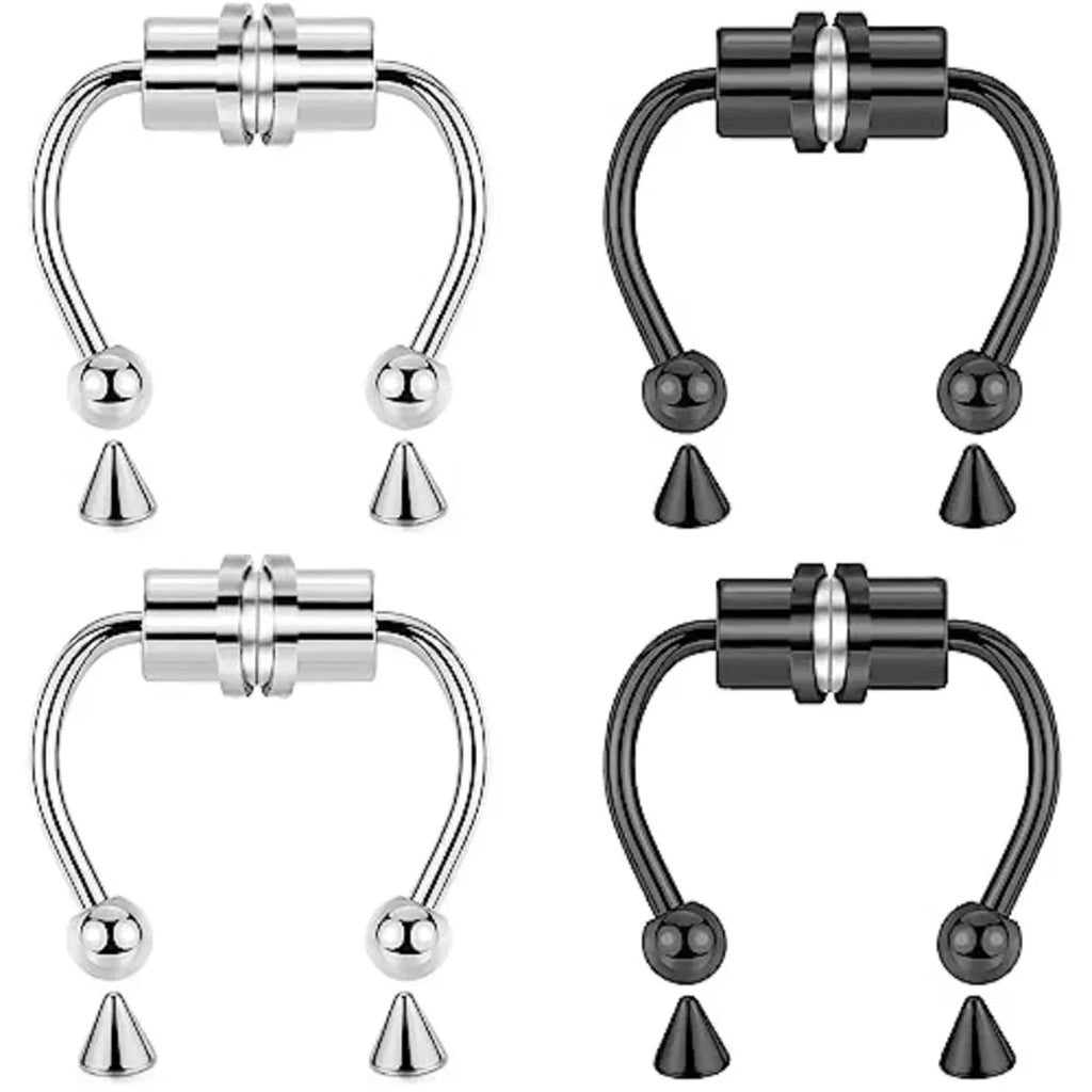 1/2/3/4/5Pcs Fake Magnetic Stainless Steel Nose Rings,Non Piercing Septum Rings Magnetic Nose Ring Clip On Nose Rings Jewelry