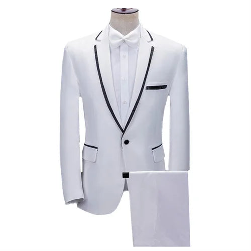 (jacket+pants) Men Fashion Wedding Banquet Party Flower