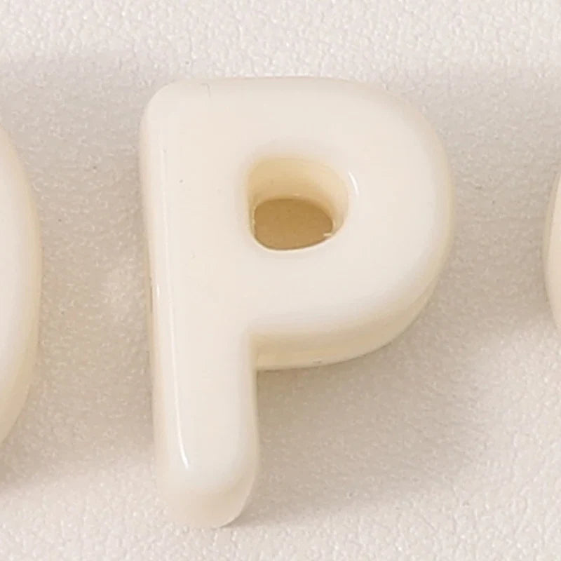 20pcs Beige Acrylic Large Hole Letter Loose Beads DIY Necklace Bracelet Mobile Phone Chain Bag Pendant Jewelry Accessories
