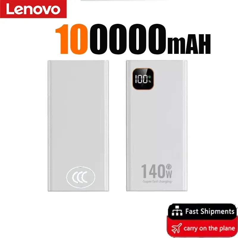 Lenovo 500000mAh CCC Power Bank Portable Large Capacity 140W Super Fast Charging Battery Charger for Xiaomi iPhone 2027NEW
