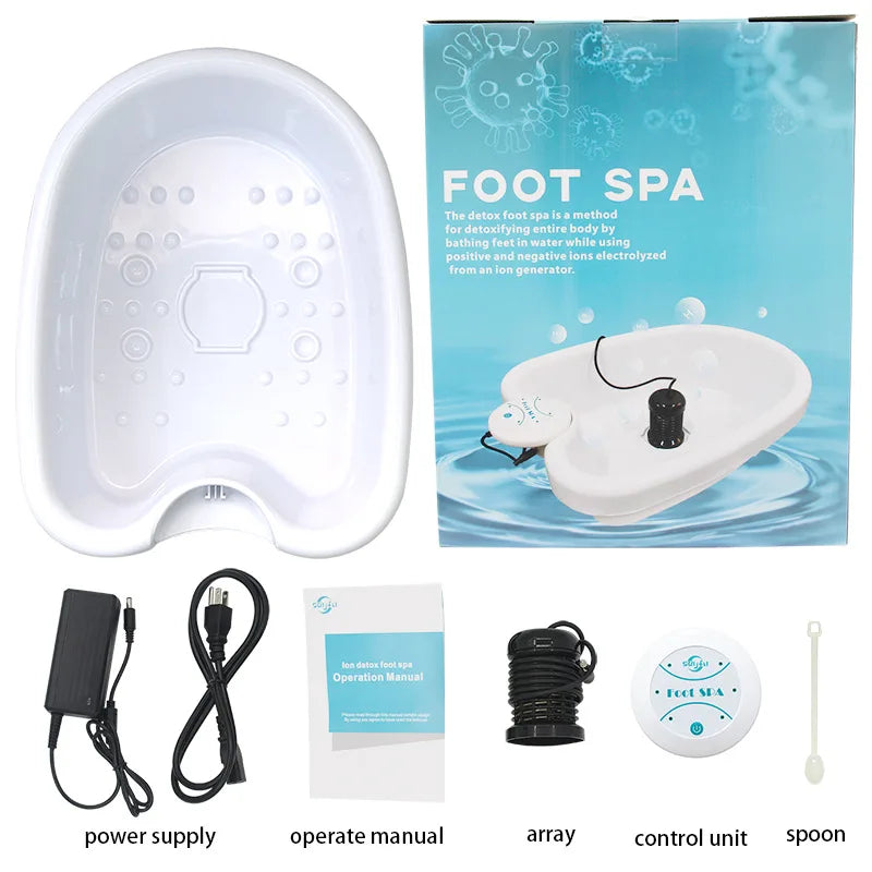Ionic Detox Foot Bath Massage Machine with Basin Electric Foot Spa Bath Massager Deep Tissue Clean Vibrant Vibration Care Arrays