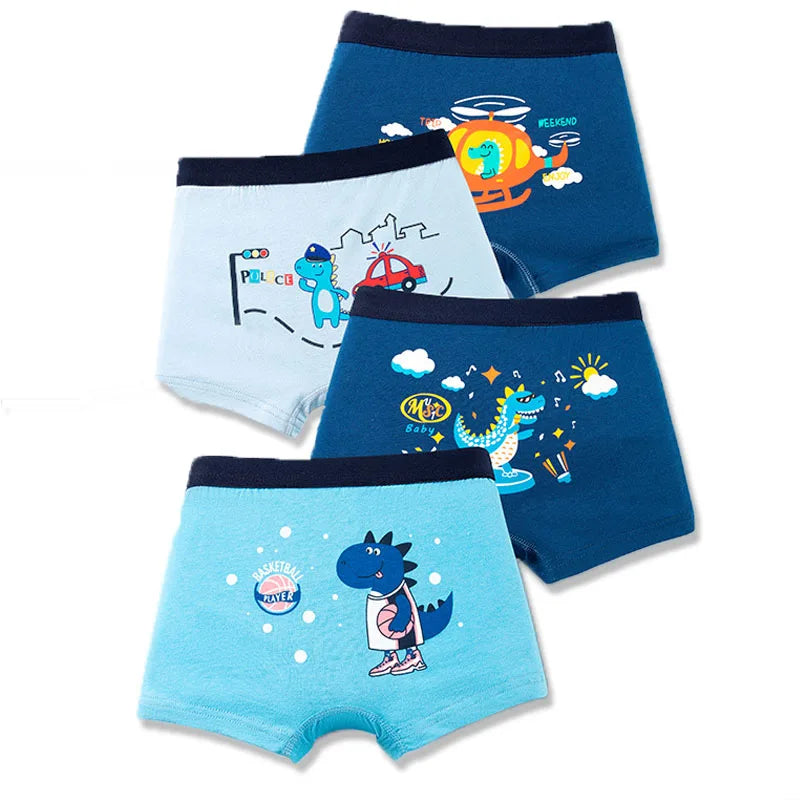 4 Pcs/Lot Children Panties Cotton Underwear For Boys 3-14 Years Breathable Kids Underpants Cars Patterns Cartoon Boy Boxer Brief
