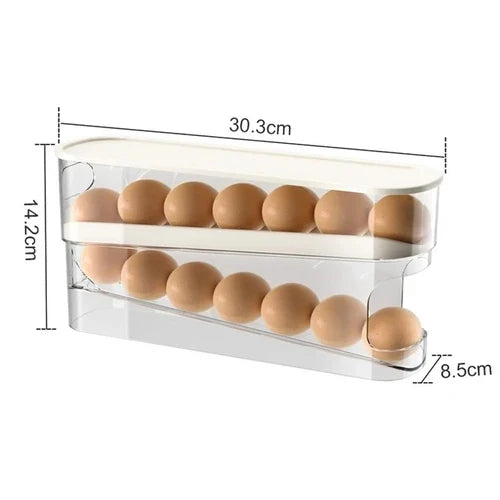 Bilayer Fridge Egg Storage Box Automatic Rolling Eggs Holder Rack Ladder Style Refrigerator Eggs Dispenser Egg Organizer Holder