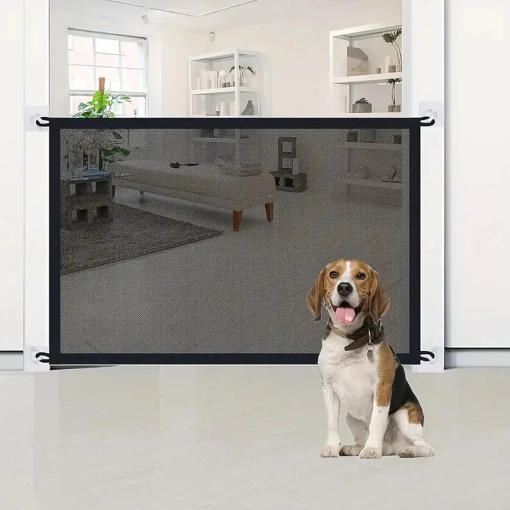 Pet Dog Barrier Fences With 6pcs Hook Pet Isolated Network Stairs Gate New Folding Breathable Mesh Playpen For Dog Safety Fence