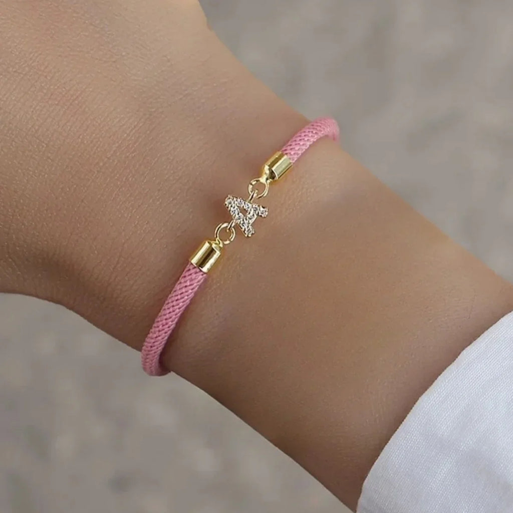 InitIal Heart Charm Letter Link Bracelet for Women Classic Letter A-Z Rope Chain Bracelet for Daily Jewelry Gifts