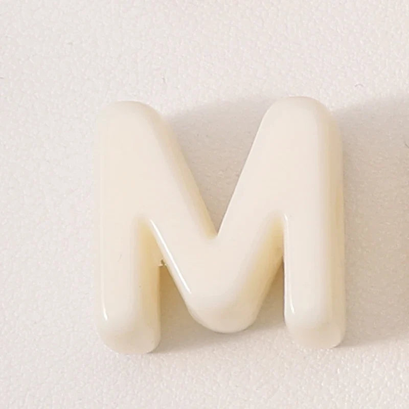 20pcs Beige Acrylic Large Hole Letter Loose Beads DIY Necklace Bracelet Mobile Phone Chain Bag Pendant Jewelry Accessories