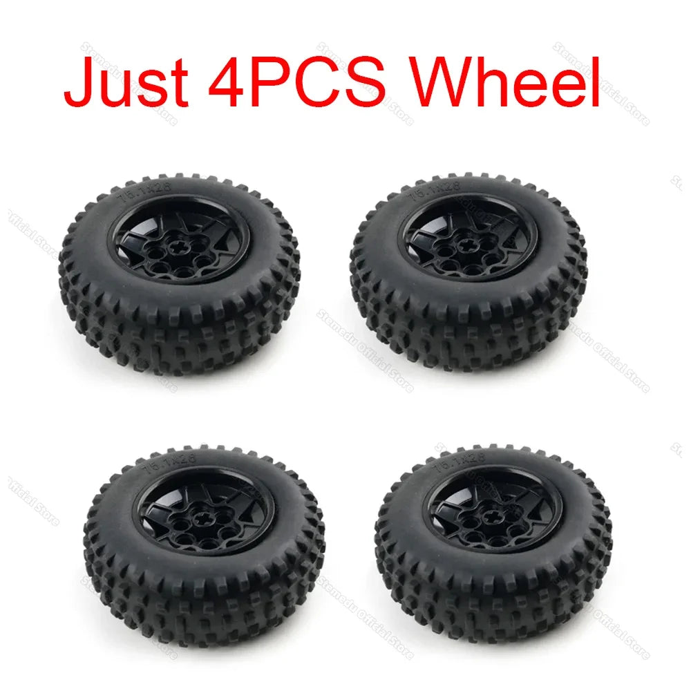MOC 4WD Four-wheel Drive Independent Suspension Differential Chassis Steering Axle Building Blocks Tech Car Parts Toys Kids Gift